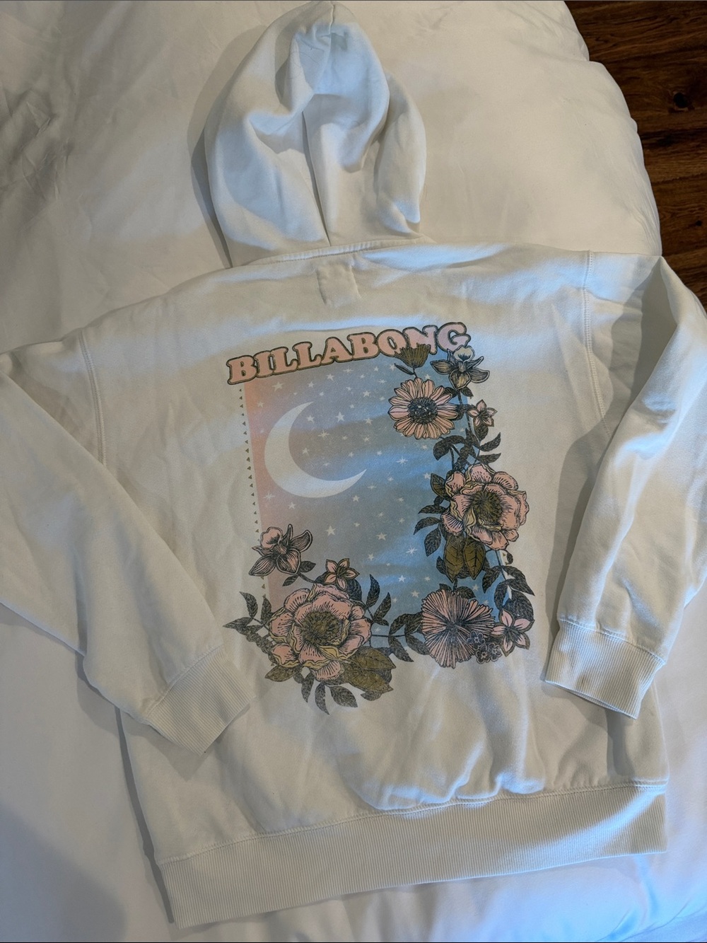 Billabong Women’s White Crewneck Hoodie with Logo